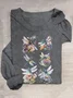 T-shirts Décontracté Libellule Printemps / Automne Quotidien Col Rond en Mélangé de Coton Régulier Régulier Élasticité moyenne pour Femmes