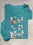 T-shirts Décontracté Libellule Printemps / Automne Quotidien Col Rond en Mélangé de Coton Régulier Régulier Élasticité moyenne pour Femmes