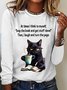 T-shirts Femmes Décontracté Printemps / Automne Chat Quotidien Ample Manches Longues Régulier Droit Régulier