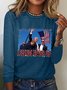 T-shirts Décontracté Printemps / Automne Figure Ample Col Rond en Mélangé de Coton Régulier Régulier Oui pour Femmes
