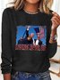 T-shirts Décontracté Printemps / Automne Figure Ample Col Rond en Mélangé de Coton Régulier Régulier Oui pour Femmes