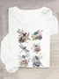 T-shirts Décontracté Libellule Printemps / Automne Quotidien Col Rond en Mélangé de Coton Régulier Régulier Élasticité moyenne pour Femmes