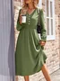 Femmes Plain Bleu Col Rond Confortable Robe Mi-Longue Décontracté