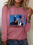 T-shirts Décontracté Printemps / Automne Figure Ample Col Rond en Mélangé de Coton Régulier Régulier Oui pour Femmes
