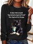 T-shirts Femmes Décontracté Printemps / Automne Chat Quotidien Ample Manches Longues Régulier Droit Régulier