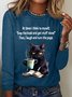T-shirts Femmes Décontracté Printemps / Automne Chat Quotidien Ample Manches Longues Régulier Droit Régulier