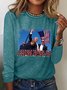 T-shirts Décontracté Printemps / Automne Figure Ample Col Rond en Mélangé de Coton Régulier Régulier Oui pour Femmes