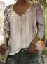 T-shirts Femmes Décontracté Floral Été Ample Manches Courtes Régulier Droit Régulier Non