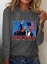 T-shirts Décontracté Printemps / Automne Figure Ample Col Rond en Mélangé de Coton Régulier Régulier Oui pour Femmes