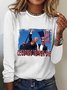 T-shirts Décontracté Printemps / Automne Figure Ample Col Rond en Mélangé de Coton Régulier Régulier Oui pour Femmes