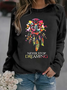 Sweat-shirts Femmes Décontracté Printemps / Automne Papillon Coton Micro-élasticité Quotidien Manches Longues Col Rond Régulier