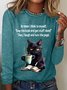T-shirts Femmes Décontracté Printemps / Automne Chat Quotidien Ample Manches Longues Régulier Droit Régulier