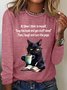 T-shirts Femmes Décontracté Printemps / Automne Chat Quotidien Ample Manches Longues Régulier Droit Régulier