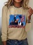T-shirts Décontracté Printemps / Automne Figure Ample Col Rond en Mélangé de Coton Régulier Régulier Oui pour Femmes