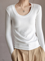 T-shirts Décontracté Plain Printemps / Automne à Haute Élasticité Quotidien Manches Longues Col Rond Droit Régulier pour Femmes