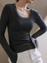 T-shirts Décontracté Plain Printemps / Automne à Haute Élasticité Quotidien Manches Longues Col Rond Droit Régulier pour Femmes
