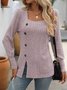 T-shirts Décontracté Plain Printemps / Automne Polyester Col Carré Micro-élasticité Ample Régulier Boucle pour Femmes