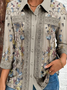 Chemises Femmes Décontracté Floral Printemps / Automne Polyester Aucune élasticité Ample Manches trois quarts Régulier Régulier