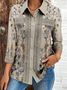 Chemises Femmes Décontracté Floral Printemps / Automne Polyester Aucune élasticité Ample Manches trois quarts Régulier Régulier