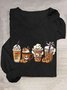 T-shirts Décontracté Printemps / Automne Toussaint Quotidien Toussaint en Mélangé de Coton Régulier Élasticité moyenne Oui pour Femmes