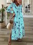 Femmes Floral Blanc Col V Confortable Robe Maxi Décontracté