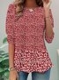 T-shirts Femmes Décontracté Floral Printemps / Automne Aucune élasticité Ample Manches Longues Régulier Régulier Non