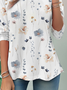 T-shirts Femmes Décontracté Floral Printemps / Automne Quotidien Manches Longues Col Rond Droit Régulier Non