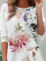 T-shirts Femmes Décontracté Floral Printemps / Automne Aucune élasticité Quotidien Ample Manches Longues Col Rond Droit