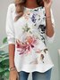 T-shirts Femmes Décontracté Floral Printemps / Automne Aucune élasticité Quotidien Ample Manches Longues Col Rond Droit