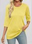 T-shirts Femmes Décontracté Plain Printemps / Automne Jacquard Jacquard Quotidien Col Rond Droit Régulier