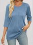 T-shirts Femmes Décontracté Plain Printemps / Automne Jacquard Jacquard Quotidien Col Rond Droit Régulier