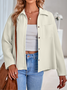Micro-élasticité Col de Chemise Manches trois quarts Régulier Plain Blouson Zip pour Femmes