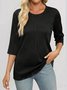 T-shirts Femmes Décontracté Plain Printemps / Automne Jacquard Jacquard Quotidien Col Rond Droit Régulier
