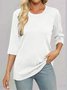 T-shirts Femmes Décontracté Plain Printemps / Automne Jacquard Jacquard Quotidien Col Rond Droit Régulier