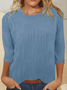 T-shirts Femmes Décontracté Plain Printemps / Automne Jacquard Jacquard Quotidien Col Rond Droit Régulier