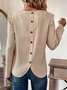 Chemisiers1 Décontracté Plain Printemps / Automne Polyester Aucune élasticité Manches Longues Col Rond Droit Boucle pour Femmes