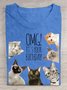 T-shirts Décontracté Été Chat Ample Manches Courtes Col Rond Régulier Droit Oui pour Femmes