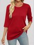 T-shirts Femmes Décontracté Plain Printemps / Automne Jacquard Jacquard Quotidien Col Rond Droit Régulier