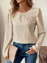 Chemisiers1 Décontracté Plain Printemps / Automne Polyester Aucune élasticité Manches Longues Col Rond Droit Boucle pour Femmes