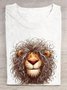 T-shirts Décontracté Imprimé d'Animal Été Coton Quotidien Ample Manches Courtes Col Rond Élasticité moyenne pour Femmes