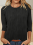 T-shirts Femmes Décontracté Plain Printemps / Automne Jacquard Jacquard Quotidien Col Rond Droit Régulier