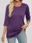 T-shirts Femmes Décontracté Plain Printemps / Automne Jacquard Jacquard Quotidien Col Rond Droit Régulier