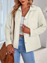 Micro-élasticité Col de Chemise Manches trois quarts Régulier Plain Blouson Zip pour Femmes