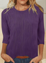 T-shirts Femmes Décontracté Plain Printemps / Automne Jacquard Jacquard Quotidien Col Rond Droit Régulier