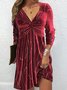 Femmes Floral Rouge Col Rond Confortable Mini Robe Décontracté