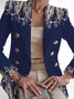 Col Châle Manches Longues Régulier Floral Blazer Boucle pour Femmes