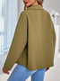 Micro-élasticité Col de Chemise Manches trois quarts Régulier Plain Blouson Zip pour Femmes