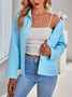 Micro-élasticité Col de Chemise Manches trois quarts Régulier Plain Blouson Zip pour Femmes
