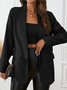 Micro-élasticité Col Châle Manches Longues Régulier Plain Blouson Zip pour Femmes