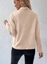 Micro-élasticité Manches Longues Régulier Plain Blouson Zip pour Femmes